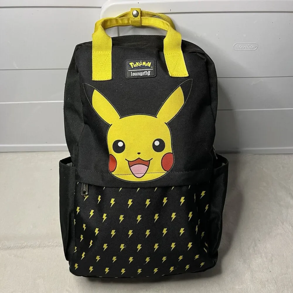 Pokemon Loungefly Pikachu Backpack Black & Yellow Lightning Bolt 17